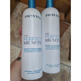 Pravana Brunette shampoo + conditioner 1000mlแชมพูพร้อมครีมนวดขจัดไรส้มแดง เหมาะสำหรับผมสีน้ำตาลบรูเนท สีเบจ สีอมเขียว ห