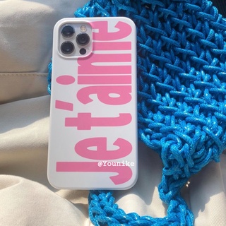 เคสโทรศัพท์มือถือ แบบแข็ง ลาย I Love You สีชมพู สไตล์เกาหลี ฝรั่งเศส สําหรับ Iphone 13pro 12promax 11xr