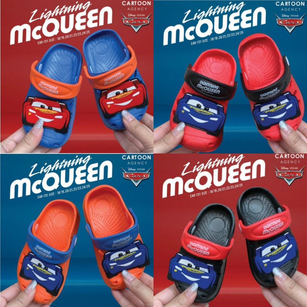 รองเท้า รองเท้าเด็ก พื้นยาง Car McQueen มีสายรัดส้น ลิขสิทธิ์แท้ 100% ป้ายห้อย