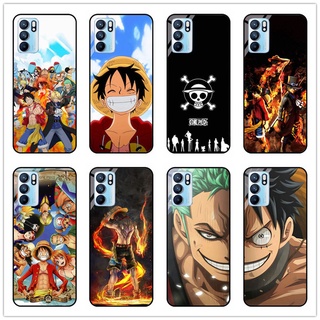 เคสโทรศัพท์มือถือกระจกนิรภัย แบบแข็ง กันกระแทก ลายการ์ตูนอนิเมะ One Piece Luffy สําหรับ Oppo Reno 6 5g Reno 6z 5g