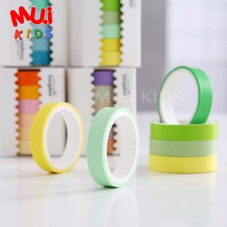 Muikids (6 ม้วน) เทปวาชิ กล่อง วาชิเทป เทปตกแต่ง เทปสีสดใส ยาว 3 เมตร เทปกระดาษวาชิ วาชิ เครื่องเขียนน่ารัก สติกเกอร์