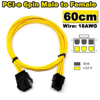 สายต่อยาวสำหรับ การ์ดจอ แบบ 6Pin ยาว 60cm PCI-e 6pin Male to Female Power Extension Cable for PCI Express 6Pin  VGA.