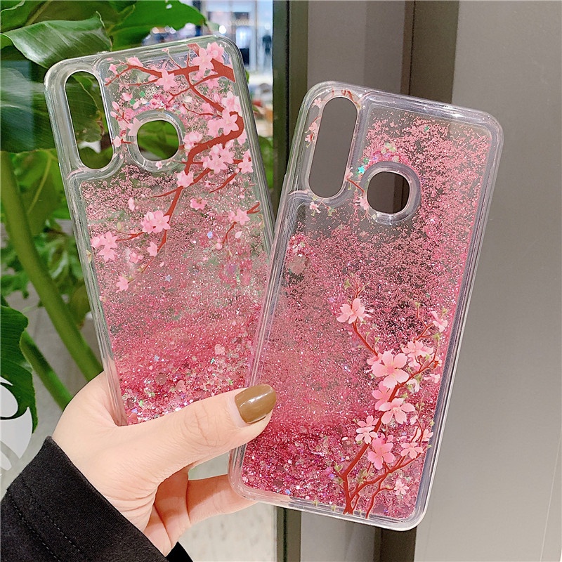 Vivo Y17 Y15 Y13 Y11 Y12i V11i S1 Pro Y19 ดอกไม้ลาย Glitter Liquid Bling Soft Case Cover