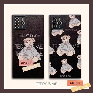 เคสไอโฟน  IPhone  12 12promax IPhone Case 7 8Plus หมีดำ เรียบ SE X  XS ป้องกันการตก XR  XSMAX น่ารัก 11 11pro 11promax กาวอ่อน Mini เคสโทรศัพท์ซิลิโคน Tdxx