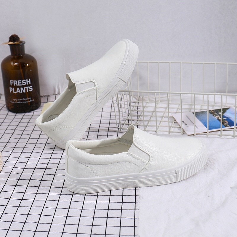 [พร้อมส่ง🇹🇭][s.35-45]Slip on รองเท้าผ้าใบสวมหนังนิ่ม