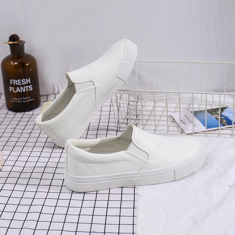 [พร้อมส่ง🇹🇭][s.35-45]Slip on รองเท้าผ้าใบสวมหนังนิ่ม