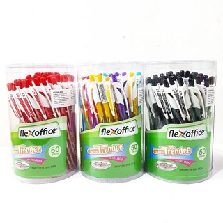 ปากกา Flex Office รุ่น Super Trendee ปากกาเจล แบบกด 0.7mm. (50ด้าม/กระปุก) หมึกน้ำเงิน ดำ แดง