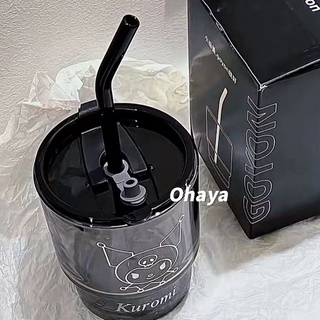 แก้วกาแฟ ลาย Ohaya Black Kuromi น่ารัก พร้อมหลอดดูด สําหรับคู่รัก