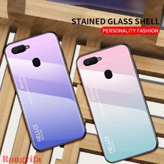 For OPPO A7 A5s A3s F9 Realme 2 Pro Find X K1 R17 R15 Pro R9 Plus R9 Phone Case Gradient Tempered Glass Hard Back Cover