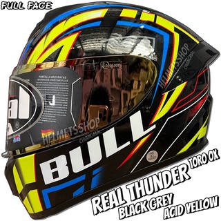 REAL THUNDER TORO OX BLACK GREY ACID YELLOW [ เต็มใบ ] [ แว่นชั้นเดียว ] [ มีช่องเว้า ] [ DD-Ring ]