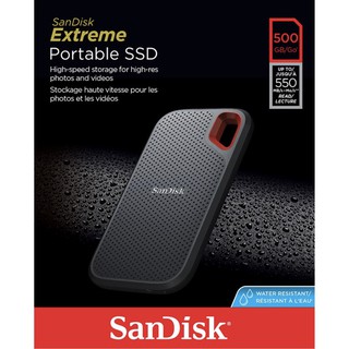 SanDisk EXTREME PORTABLE SSD 500G ความเร็วอ่าน 1050MB/s ความเร็วเขียน 1000MB/s (SDSSDE61-500G-G25)