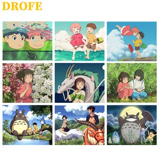 ราคาDROFE 【ขนาด: 50X40 ซม.】 โปสเตอร์ภาพระบายสีตามตัวเลข รูปอนิเมะ Hayao Miyazaki สำหรับตกแต่งผนัง DIY