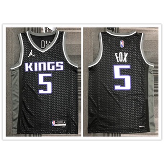 【hot pressed】2022 NBA jersey Kings 5# FOX black basketball jersey