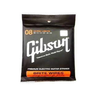 Gibson สายกีตาร์ไฟฟ้าแท้100% รุ่น Brite Wires .08-.38(1ชุด)นิ่ม เส้นเล็ก เสียงใส ไม่ขาดง่าย 6 เส้น