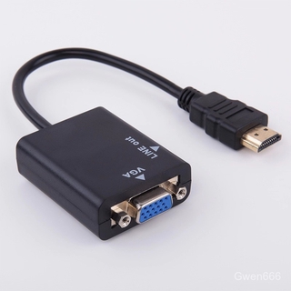 hdtv male to vga male adapter cable สาย hd เป็น vga พร้อมเสียง อะแดปเตอร์ 1080p HD y9Ep