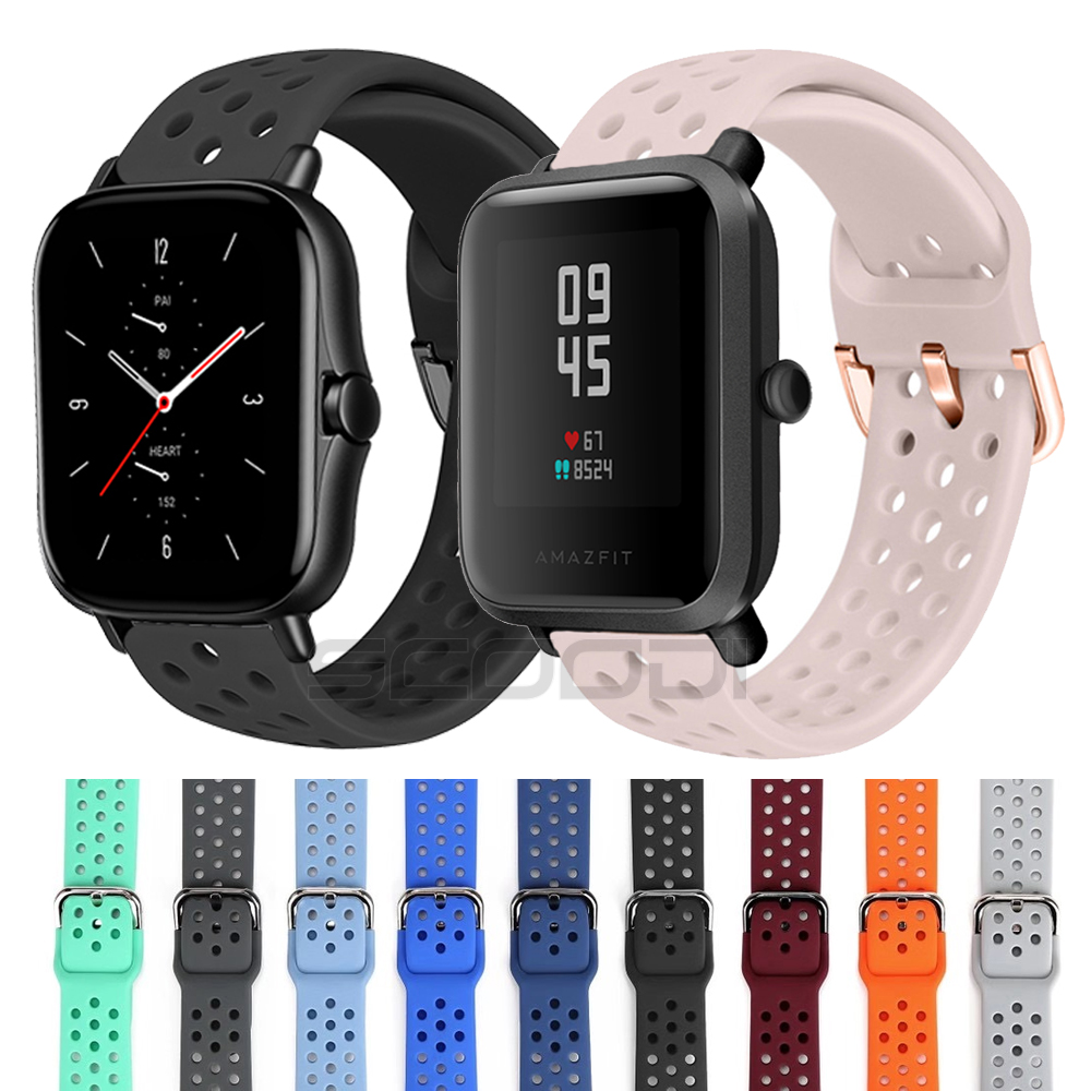 สายนาฬิกาข้อมือซิลิโคน สําหรับ Xiaomi Amazfit GTS 4 3 2 2e 2Mini/GTS 4 Mini Huami Amazfit bip Lite bip 3 bip u pro s GTR 42 มม.