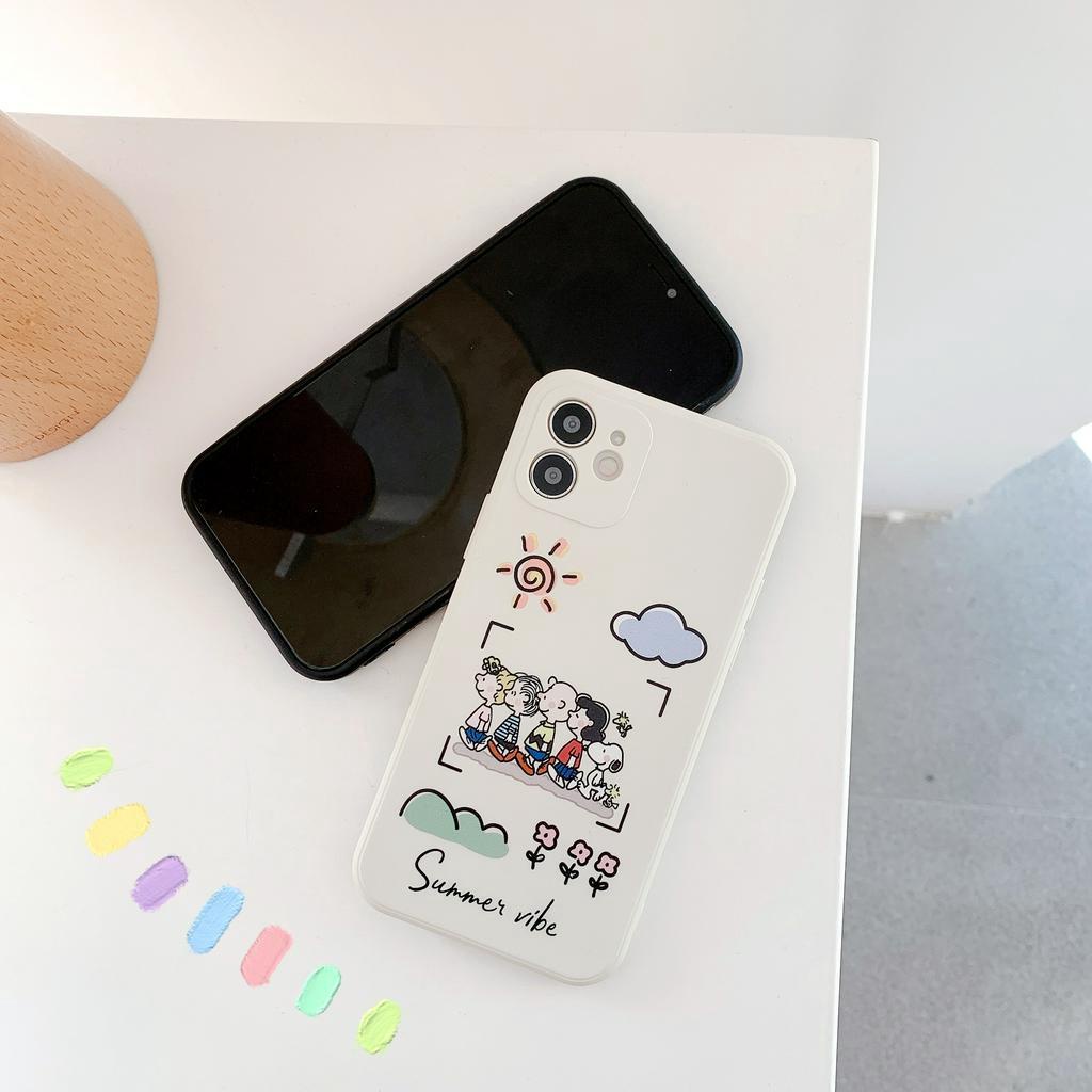 Snoopy Charlies เคท ไอโฟน iPhone 12 Pro Max Soft TPU Case Apple เคท iPhone11 12mini XS XR X 7/8 Plus SE Shockproof Phone Cover เคสกันกระแทก #6