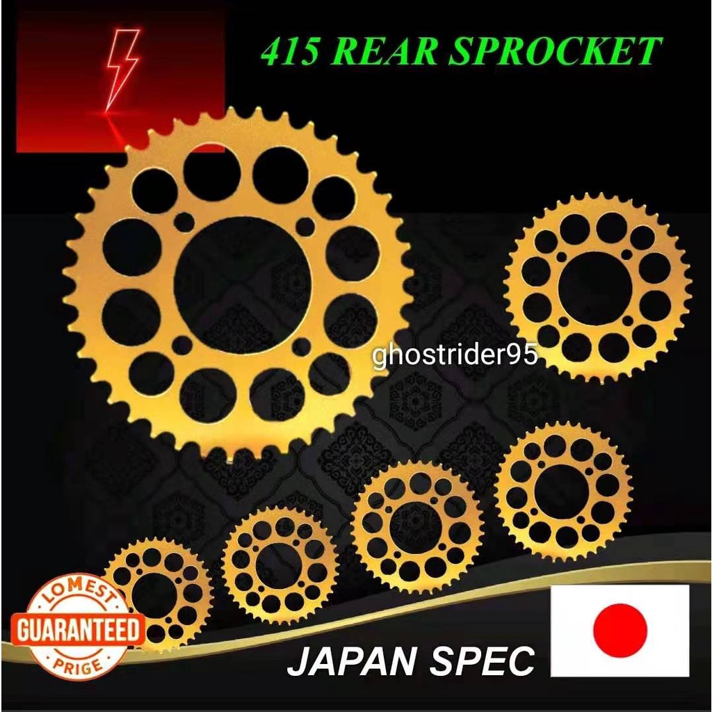 415 SpROCKET REAR RXZ Y125Z LC135 SRL110 RXZ135 สําหรับ 415 โซ่ SPROCKET ชุด LC V1 V2 V3 V4 RKM RK D
