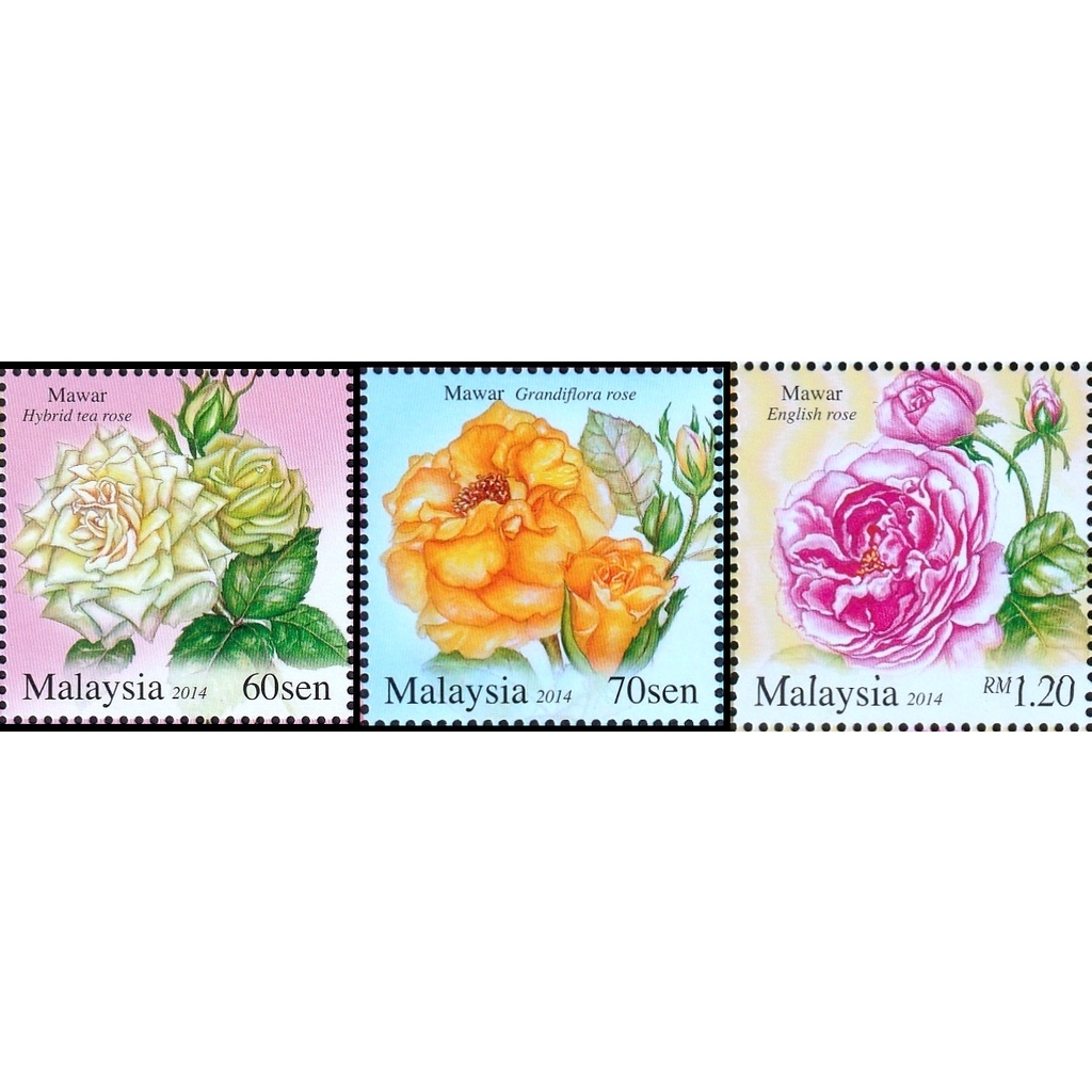 2014 แสตมป์มิ้นต์ MY Bunga Mawar /Roses Siri II 3v