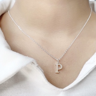 (myjew.k) “ 📍แจ้งตัวอักษรในหมายเหตุด้วย ” สร้อยคอตัวอักษรเงินแท้ Alphabet necklace ความยาว 16 นิ้ว