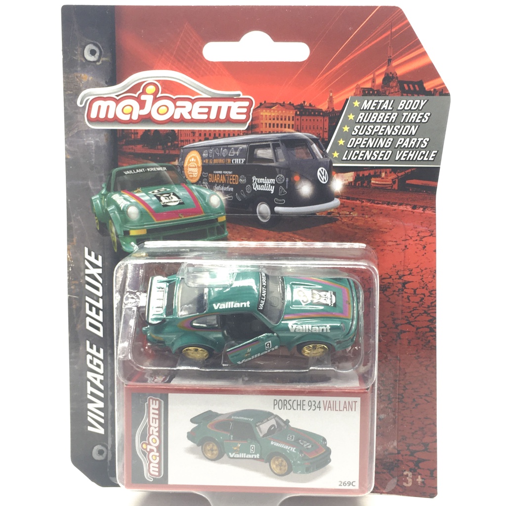 Majorette Porsche 934 Vaillant - Vintage Deluxe Series - Green Color /scale 1/57 (3 inches) Package 