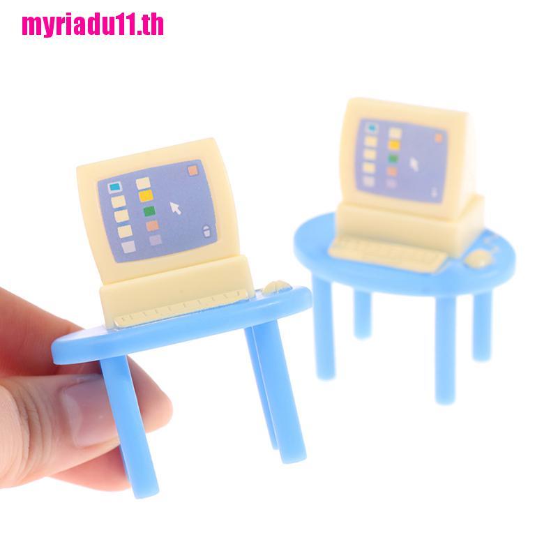 【Mrth】Dollhouse Miniature Desktop Computer Desk w/ Mouse and Keyboard ...