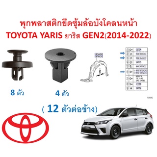 SKU-A481 ( 12 ตัวต่อข้าง) พุกพลาสติกยึดซุ้มล้อบังโคลนหน้า TOYOTA YARIS ยาริส GEN2(2014-2022) ไม่รวมสกรูและคลิปพิน