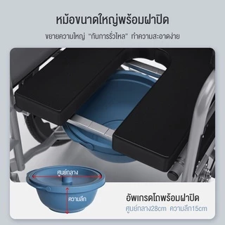 VBELLผู้สูงอายุเก้าอี้รถเข็น วีลแชร์ เก้าอี้รถเข็น รถเข็นพับได้ เหมาะสำหรับผู้สูงอายุ ปรับได้ 6 ระดับ wheelchair