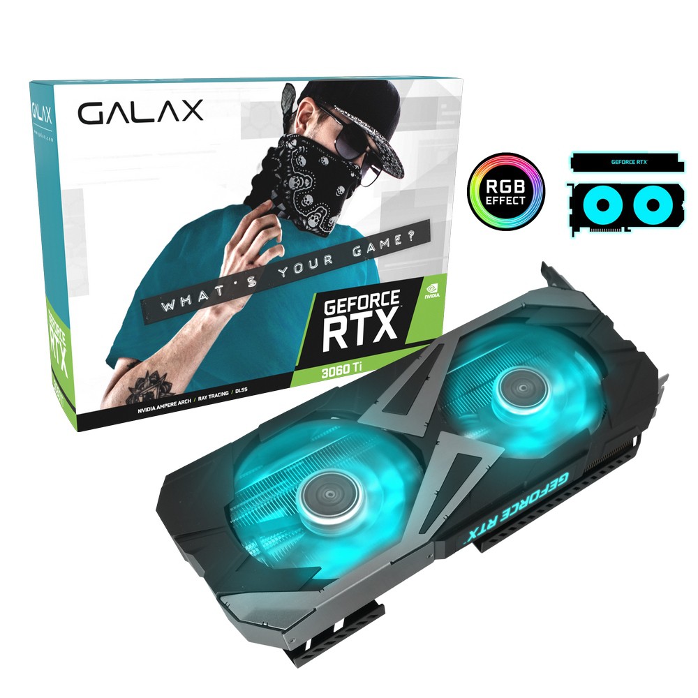 GALAX GeForce RTX 3060Ti Ex (1-Click OC) รุ่นมีไฟ RGB EFFECT ประกัน 3 ปี RTX3060Ti , RTX 3060Ti
