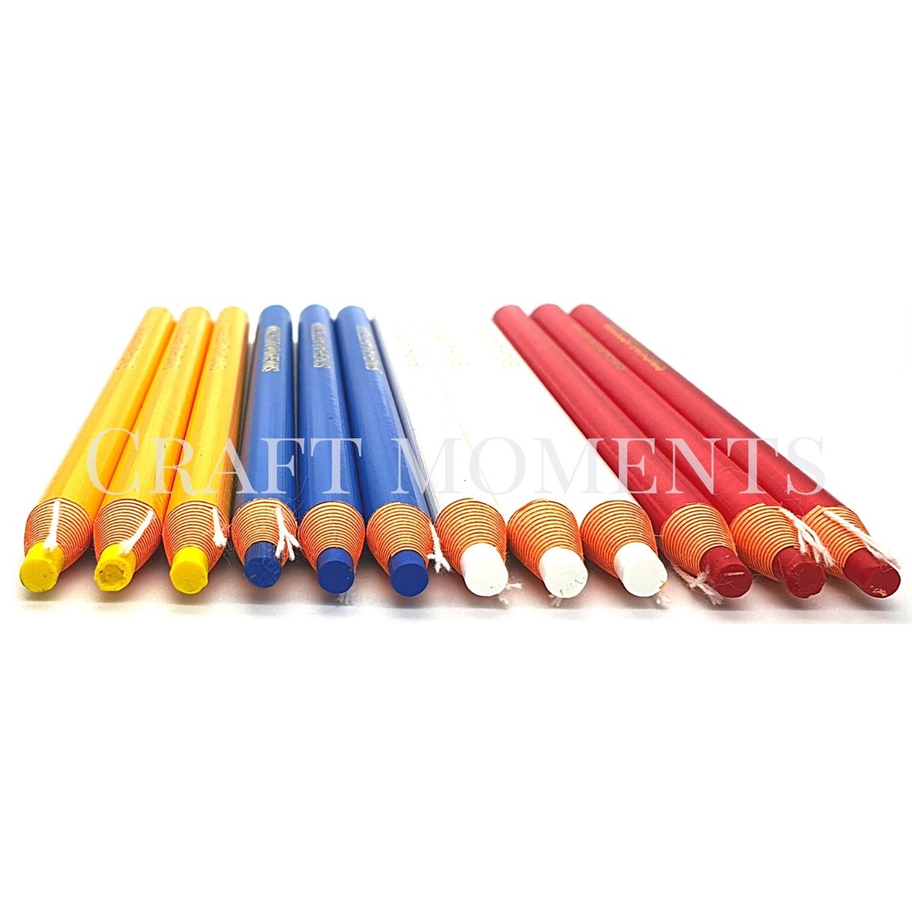 CRAFT MOMENTS: ดินสอเขียนผ้า ดินสอชอล์ก ชอล์คเขียนผ้า DERMATOGRAPH ตราสิงห์ ขีดผ้า GARMENT PENCIL CHALK ราคา ถูกที่สุด ดีลบีเคเค แกลเลอรีภาพที่ 2