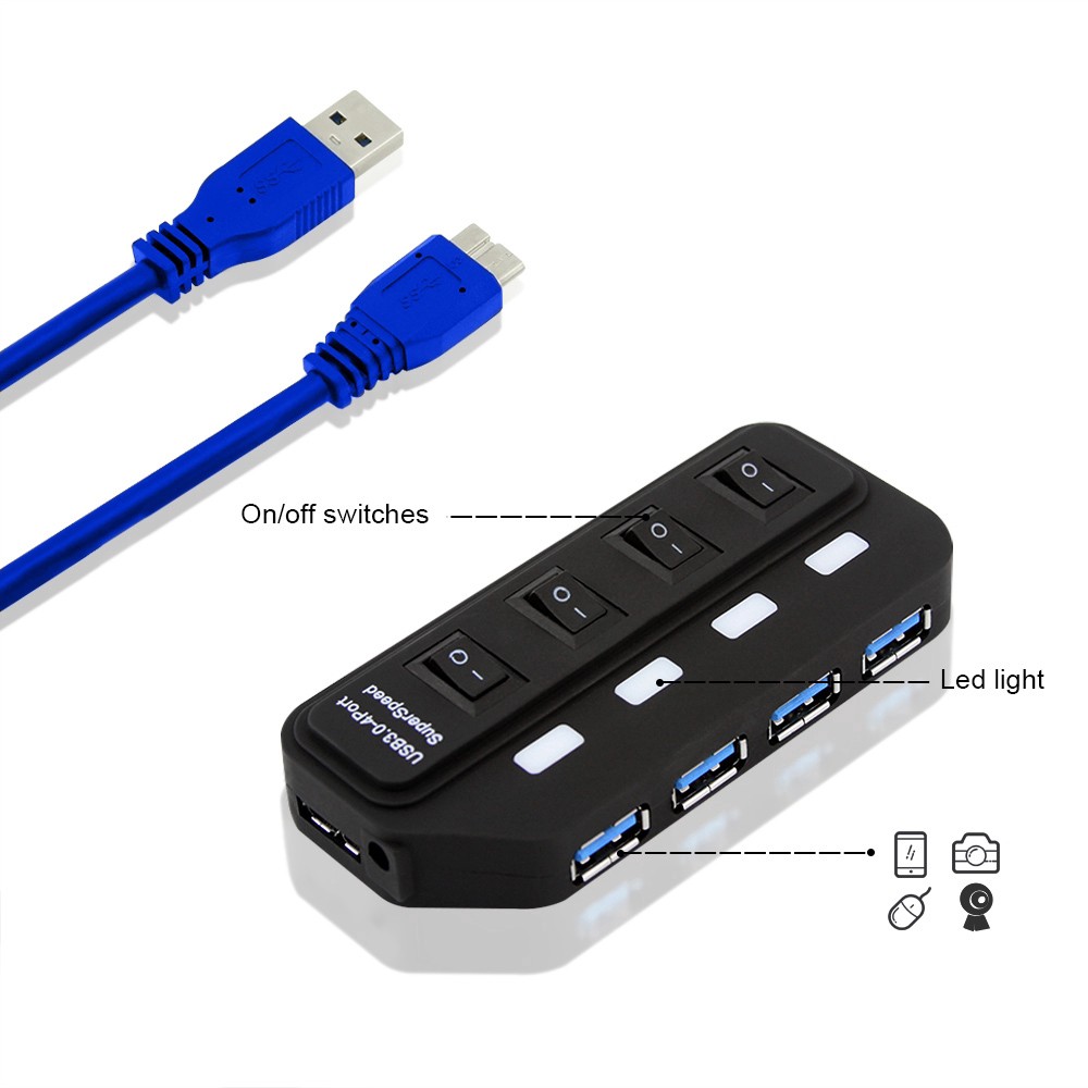 5Gbps USB 3.0 HUB 4-port Super High-speed Portable Mini-mini Splitter, With Switch, With Plug, Suitable For Laptop PC Notebook Computer #8