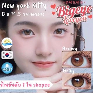 คอนแทคเลนส์ New York Brown/Gray (Kitty Kawaii) ขนาดกลาง 💖 ลายฮิต นำเข้าจากเกาหลี 🇰🇷