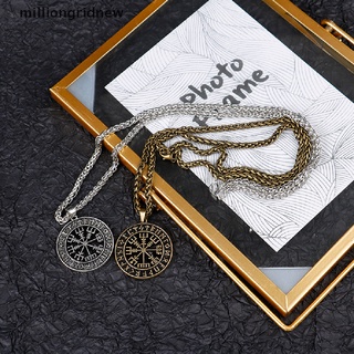 [milliongridnew] สร้อยคอ จี้เข็มทิศ สัญลักษณ์ Norse Viking Norse Pirate Vegvisir