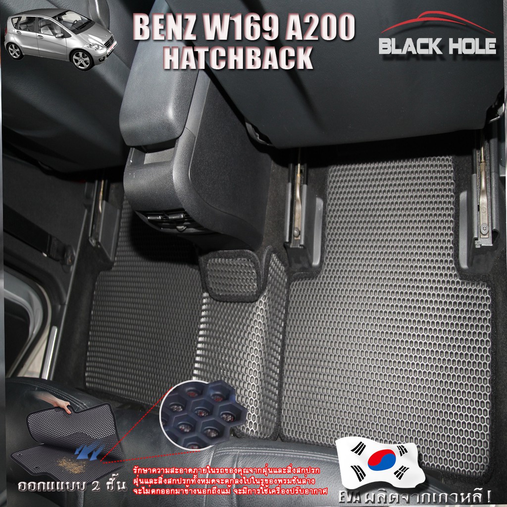 Benz W169 A200 2004-2012 Hatchback พรม2ชั้นแบบรูรังผึ้ง Blackhole - รูปที่ 4