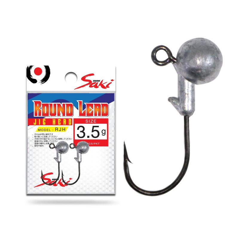 หัวจิ๊กทรงกลม RJH ใช้ประกอบเหยื่อยาง หัวจิ๊กใช้ตะกั่วอย่างดี ตัวเบ็ดมีความคมสูง ก้านเบ็ดแข็งแรง