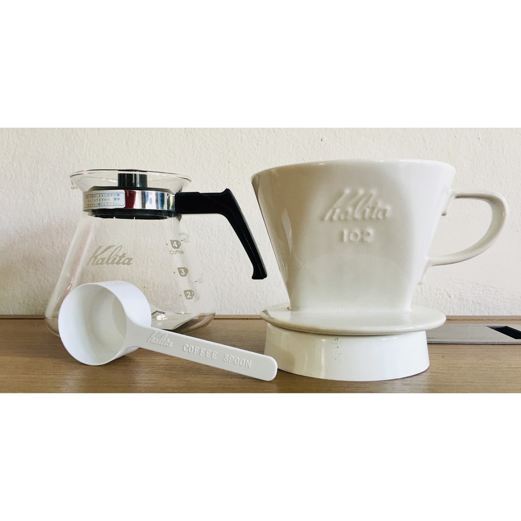 Kalita ชุดดริปกาแฟพร้อมเหยือก ประกอบไปด้วย Dripper Kalita​102 /Server Kalita​ 500​ ml. /ช้อนตักเมล็ด
