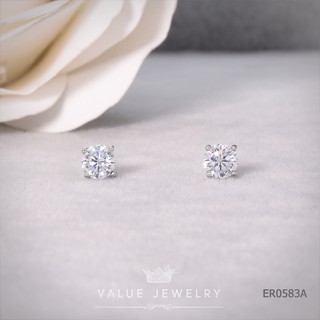 ต่างหูแป้น คริสตัลกลม ขนาด 5 มิล สีเงิน ตุ้มหู เครื่องประดับ ER0583 ValueJewelry