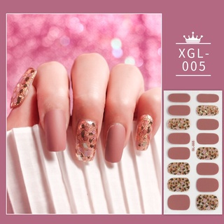 DIY ความงามเล็บแพทช์กาวตนเองเล็บห่อสติ๊กเกอร์หลายสีเรืองแสงเล็บสติ๊กเกอร์แถบเล็บกันน้ำ
