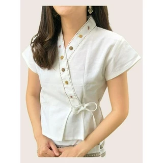 เสื้อผ้าฝ้าย เสื้อพื้นเมือง ป้ายปักไหม