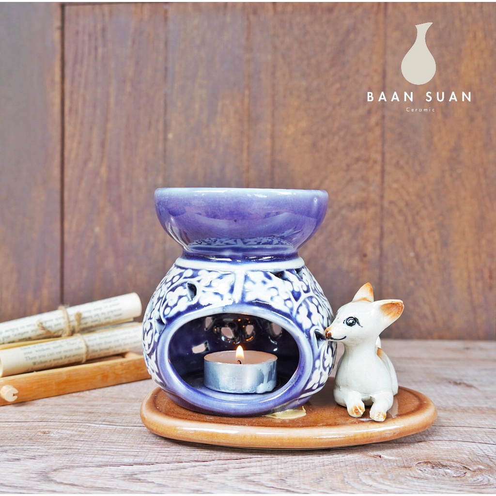 เตาอโรม่า​ ลายไทย น้ำมันหอมระเหย​ มีสัตว์ติด