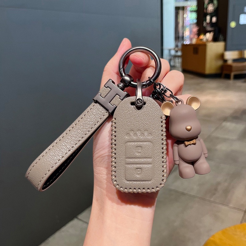 ✨พร้อมส่ง✨เคสกุญแจรีโมทรถยนต์ ลายการ์ตูนหมี สําหรับ Honda CRV Accord XRV Civic VEZEL Fit BREEZE CRIDER INSPIRE Key Cover