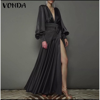 New Vonda black Dress เดรสยาวสีดำ แฟชั่นตะวันตก