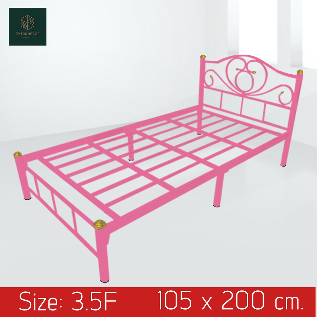 เตียงเหล็กสามฟุตครึ่ง 3.5ฟุต รุ่นโลตัส เหล็กหนา 0.8มิล ประกอบง่าย ขนาดรูปสุดท้าย สูง33Cm