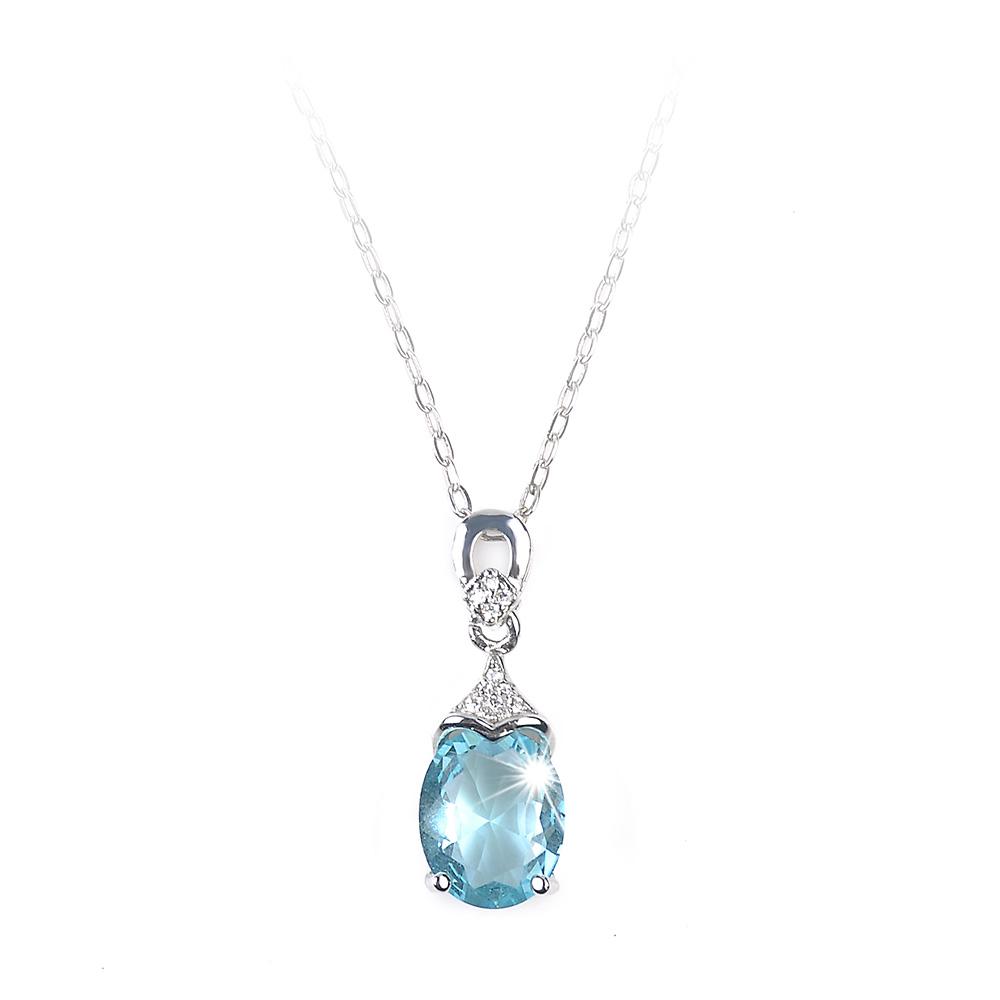 เครื่องประดับสร้อยคอโซ่จี้ aquamarine พลอยธรรมชาติ