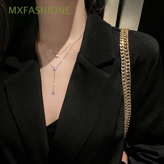 Mxfashione สร้อยคอโซ่ ประดับพู่ เพทาย เครื่องประดับแฟชั่น สําหรับผู้หญิง