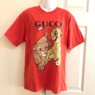 เสื้อยืดแขนสั้นคอกลม สีส้ม ลายสิงโต the lion king