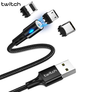 Twitch สายแม่เหล็กสาย Micro USB สำหรับ iPhone ซัมซุง Android ชาร์จแม่เหล็กได้อย่างรวดเร็วสายชาร์จไฟ LED แสดงสถานะ USB Type C สายสายโทรศัพท์มือถือ 1m / 2m ดำ / แดง / สีเงิน