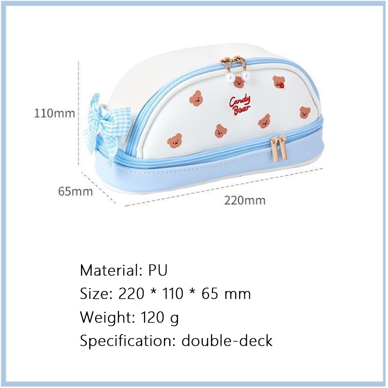 กระเป๋าดินสอ หนัง PU ขนาดใหญ่ จุของได้เยอะ แบบพกพา ลายสตรอเบอร์รี่ เชอร์รี่ เหมาะกับสํานักงาน และโรงเรียน สําหรับนักเรียน