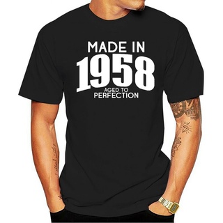 เสื้อยืดคอกลม แขนสั้น ผ้าฝ้าย 100% พิมพ์ลาย Made In 1958 แฟชั่นฤดูร้อน สําหรับผู้ชาย ของขวัญวันเกิดปี 60 ปี S-5XL