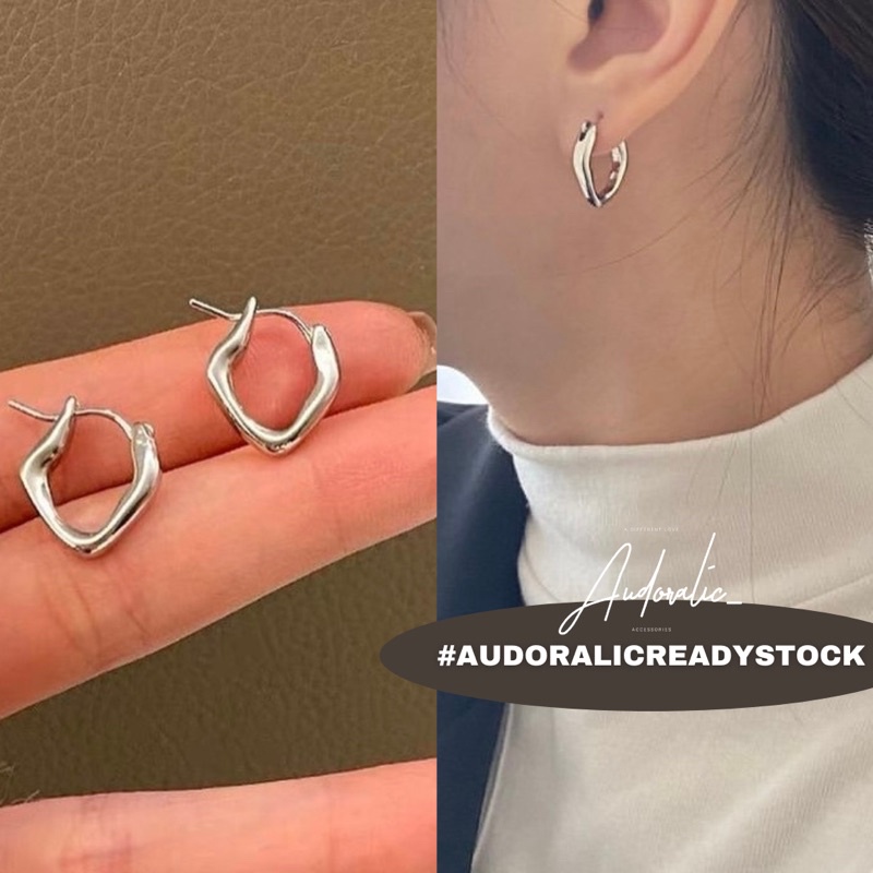 Audoralicreadystock E103 Silver Diamond Hoops Ginginga Shape Mixedstock E103 Silver Diamond Hoops